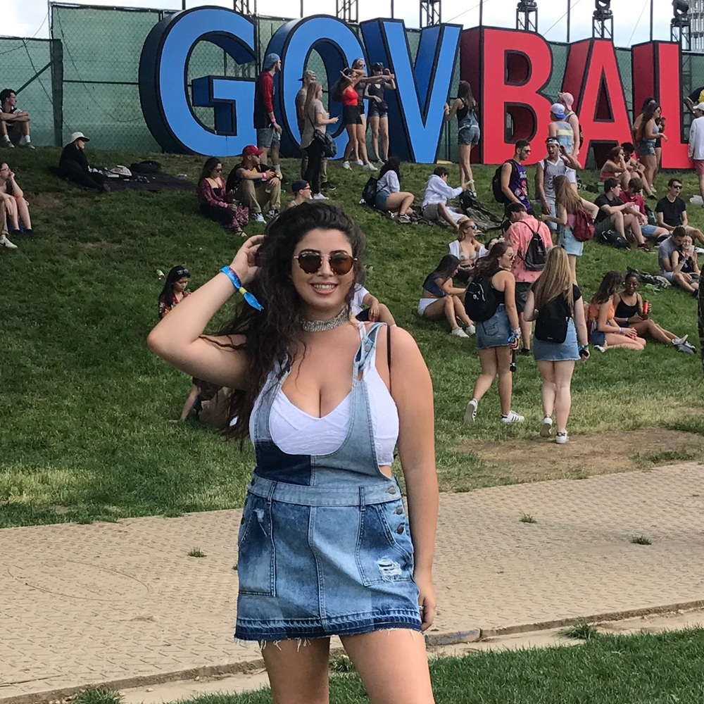 Patchwork Blues Mini Overall Dress - image 7